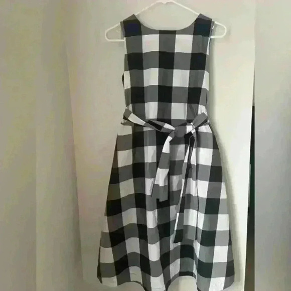Ann Taylor Cotton Black White  Gingham Midi Dress Plaid Sleeveless size MPetite - Picture 11 of 13